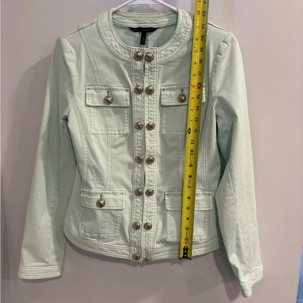 White House Black Market Light Mint Green Jacket Beautifully Military Style - Picture 5 of 16